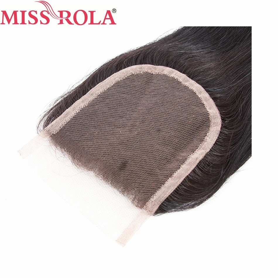 Miss Rola волосы бразильские прямые волосы человеческие волосы 130% швейцарские 4*4 Кружева закрытие натуральный черный 10-20 дюйм(ов) не реми волосы