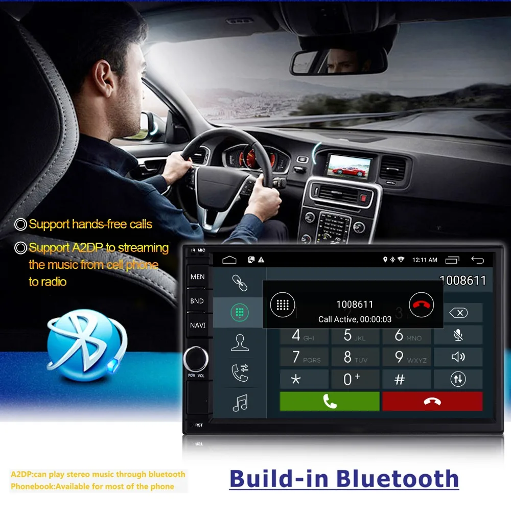 Podofo 2 Din автомобильный радиоприемник gps Android 8 1 Универсальный четырехъядерный 2G 16G