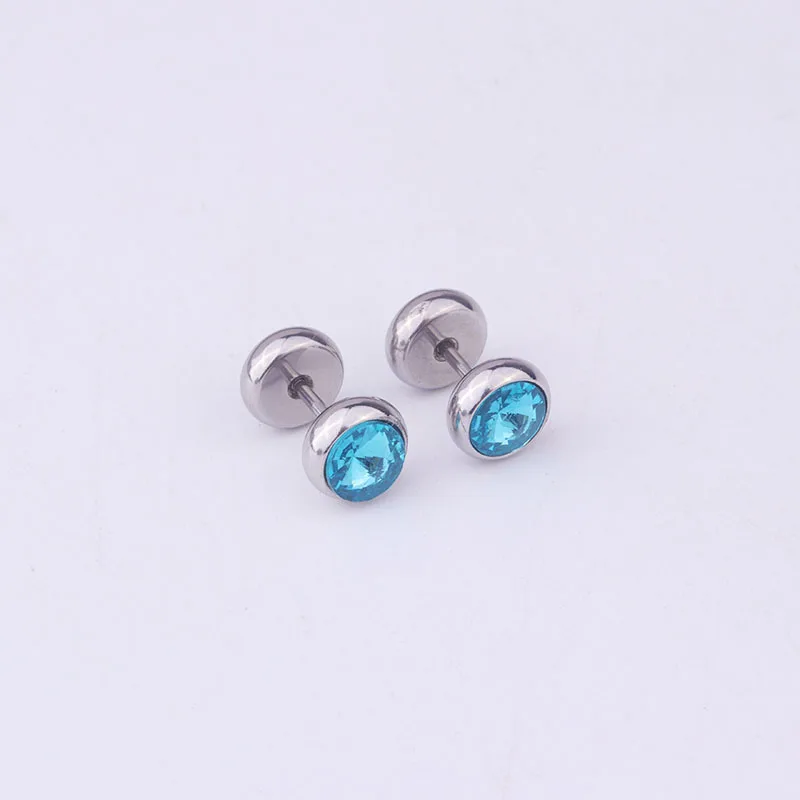 turquoise Sellsets 2 шт 8 мм многоцветный Кристалл Спираль уха шпильки Поддельные беруши туннели 316L нержавеющая сталь пирсинг серьги 12 цветов - Окраска металла: turquoise