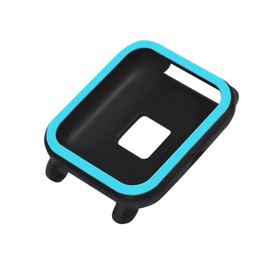 black blue Защитный чехол для Xiaomi Amazfit Bip Youth Watch Мягкий силиконовый чехол для Amazfit Bit чехол рамка Бампер протектор Аксессуары - Цвет: black blue