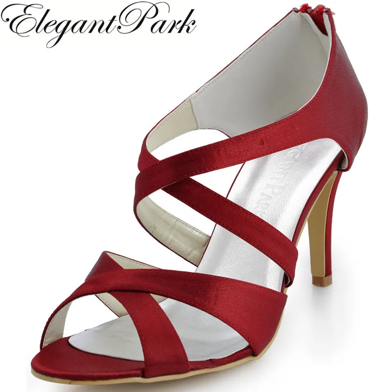 Женские летние сандалии свадебные атласные туфли цвета слоновой кости бордового