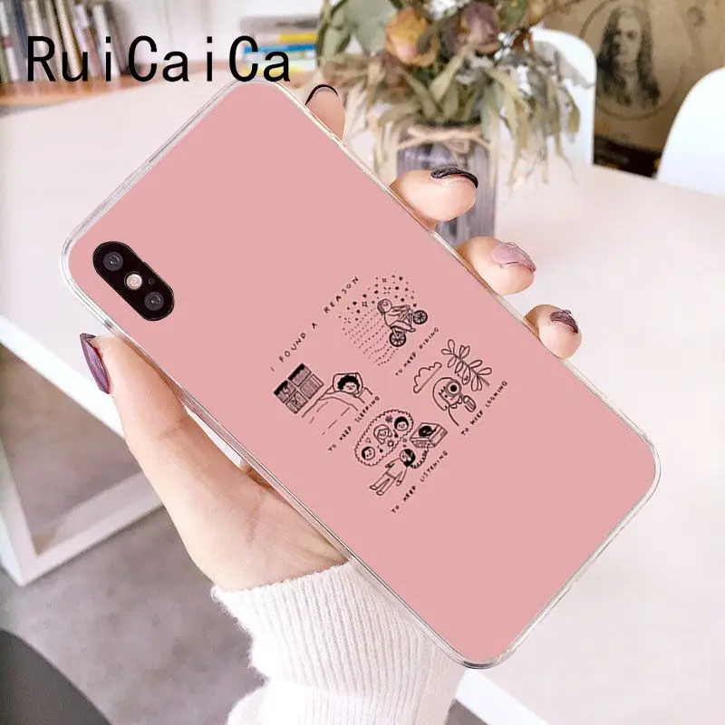 RuiCaiCa набор розового фона граффити Стик рисунок текст чехол для телефона iPhone 8 7 6 6S