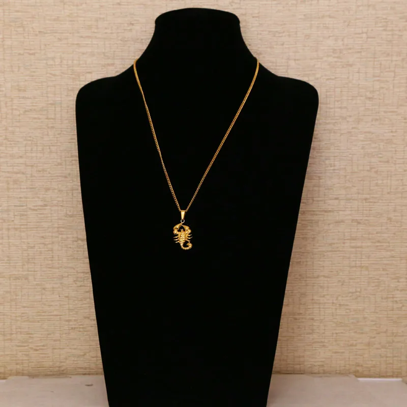 Мужское ожерелье золотого цвета с подвеской Скорпион и 3 мм 24 дюйма|necklace high