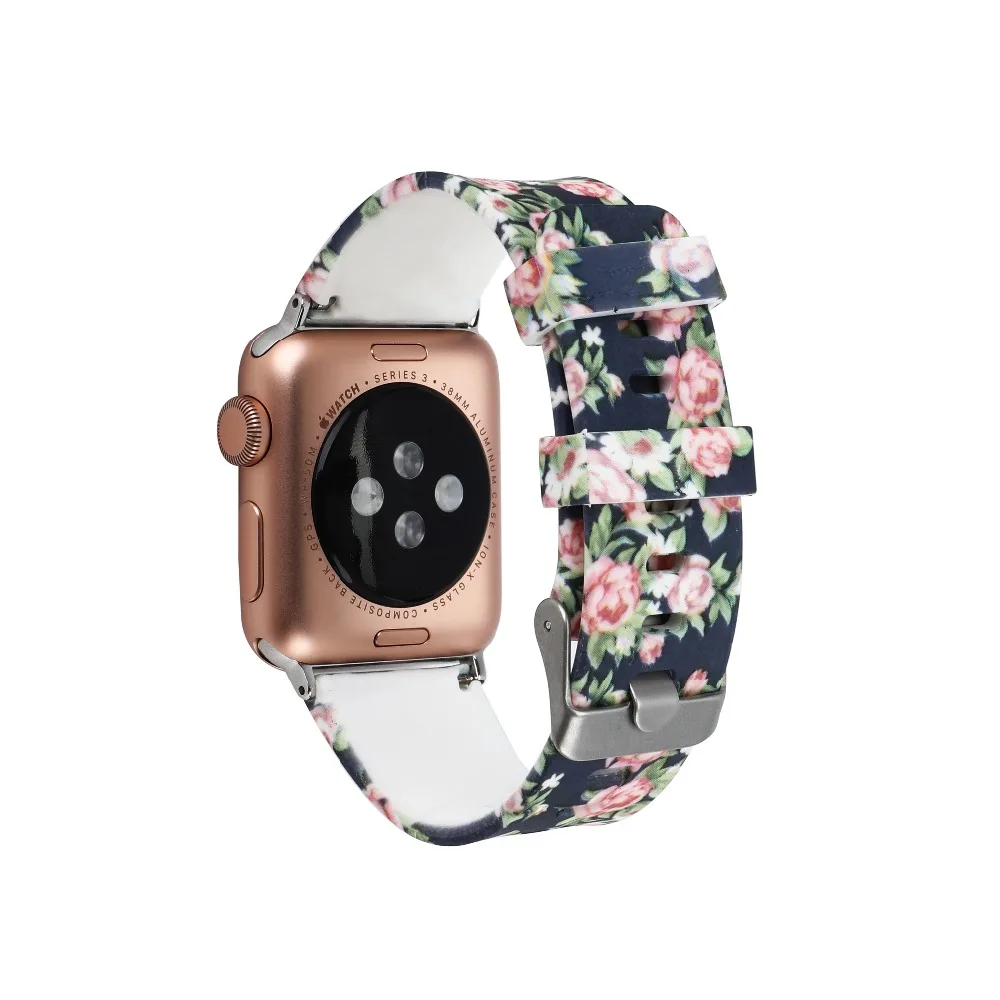 Ремешок силиконовый для Apple Watch 3 2 1 38 мм 42 резиновый браслет смарт часов серии 4 40 44