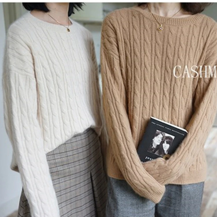 Women Pullovers 100% Cashmere and Wool Knitting 2018 New Fashion Oneck Winter Knitwear Girls Standard Clothes | Женская одежда