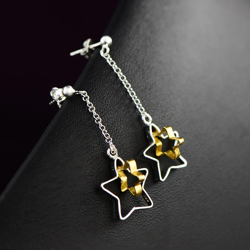 

2018 Sale New Earings Fashion Jewelry Gold-plated Earrings Personality Fashion Pentagonal Star Drawing Long Girlfriends A Gift
