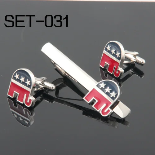 Novelty Interesting Tie Clips & Cufflinks  Can be mixed Free Shipping Set-031 Republican Party G.O.P