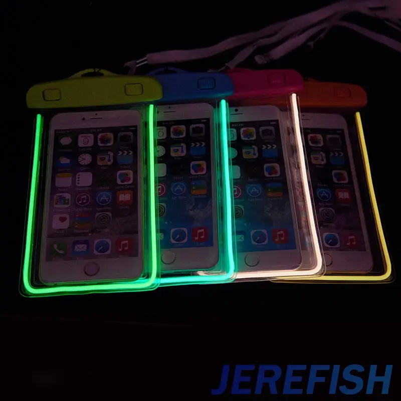 JEREFISH водонепроницаемая сумка светящийся ночной подводный чехол для iPhone Samsung Galaxy