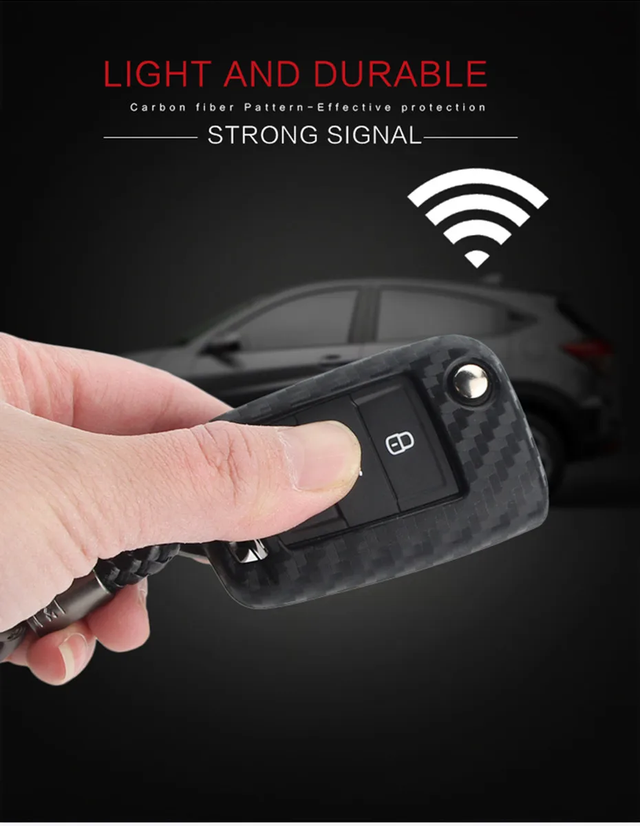 KUKAKEY чехол для ключей автомобиля для Volkswagen VW Golf 7 GTI R MK7 Tiguan, автомобильный брелок из углеродного волокна, чехол для ключей, брелок для ключей