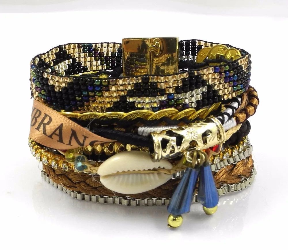 Новые многослойные ленты Обёрточная Бумага браслет для Для женщин Веревка