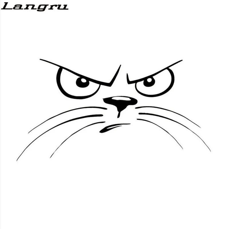 Langru 15 2*8 не счастливое лицо кошки наклейки на окна персонализированные