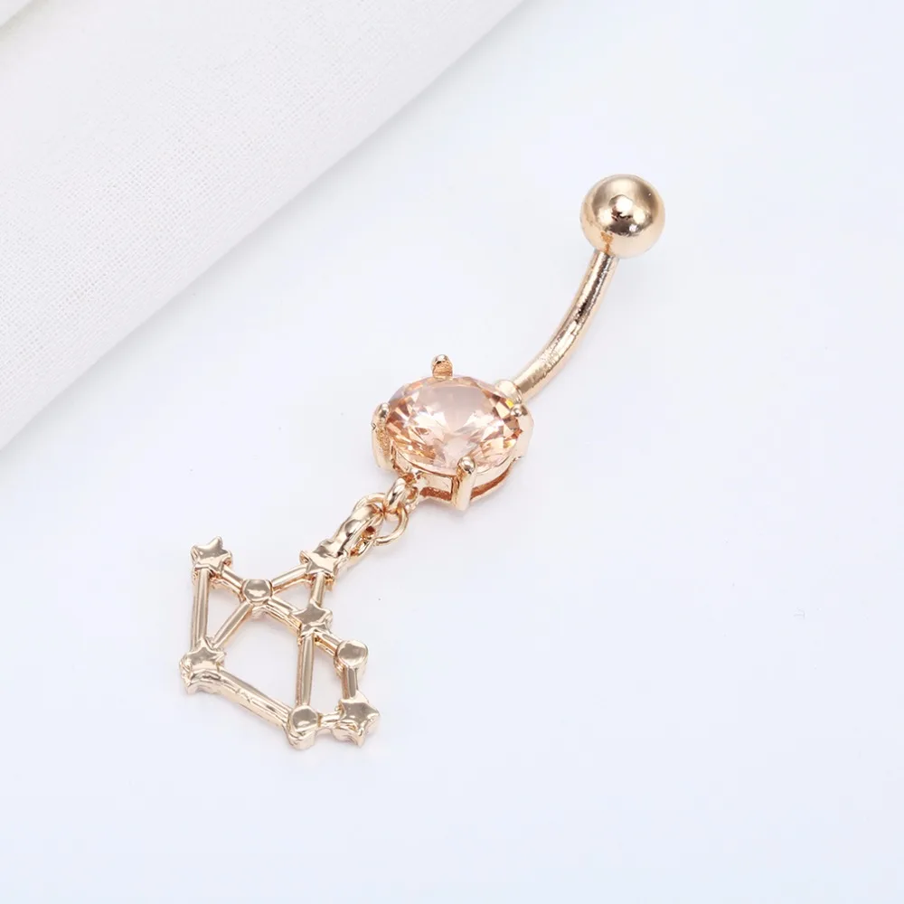 Cxwind золото уникальный Зодиак СТРЕЛЕЦ Шарм в форме звезды пупка пирсинг для