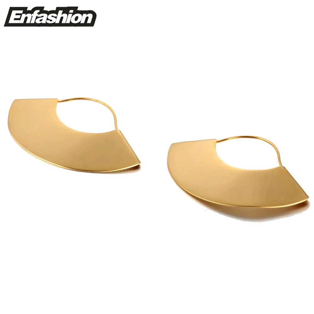Enfashion, Винтажные висячие серьги Camber Fan, матовые серьги золотистого цвета, висячие серьги для женщин, длинные серьги, ювелирное изделие Brinco E5424