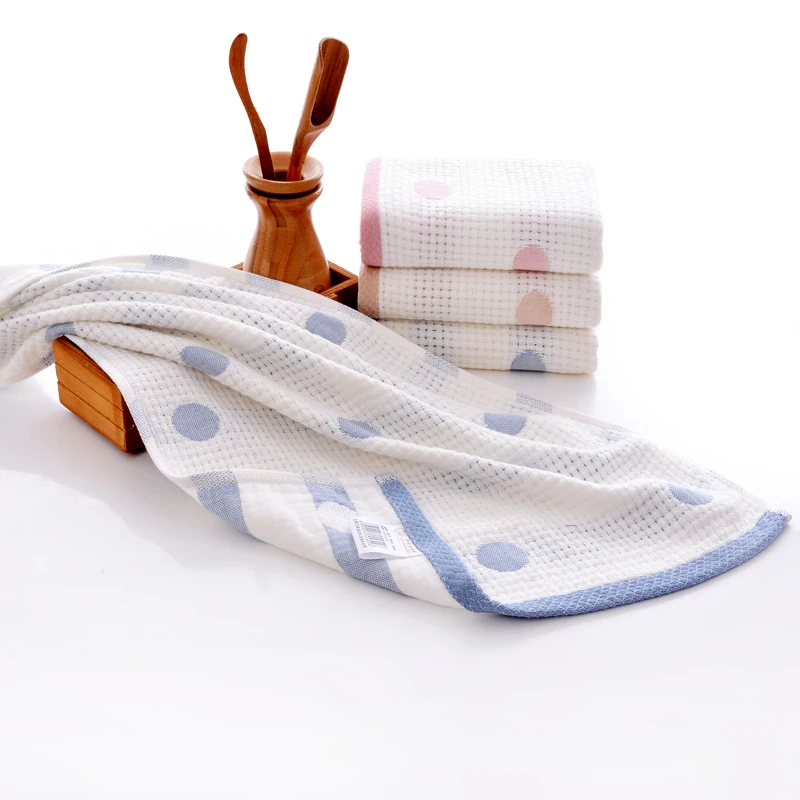 3-size Multipurpose Towels For Adult Kids Dot Pattern 100%Cotton Breathable Square Scarf/Face Towels/Bath Towel toalhas de banho | Дом и сад