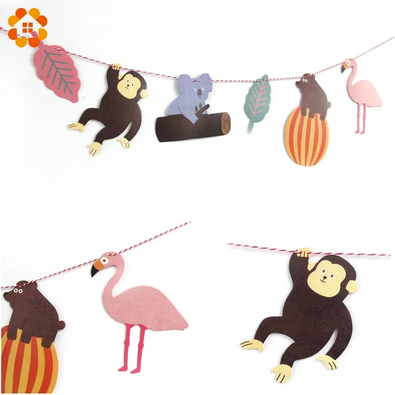 1 комплект (7 шт.) гирлянда с изображением флагманов бумажный флаг банер животных