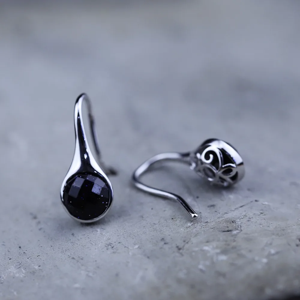 

Hot Sale Natural Gemstone 925 Sterling Silver Ethnic Drop Long Earrings for Women Elegant Fine Jewelry Earrings Set Earings