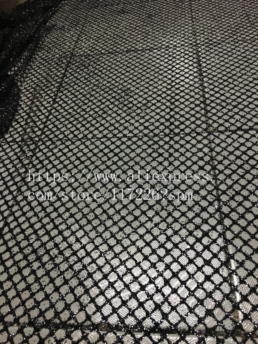 5yds вышитая сетчатая кружевная ткань с Черными Блестками стандартная французская