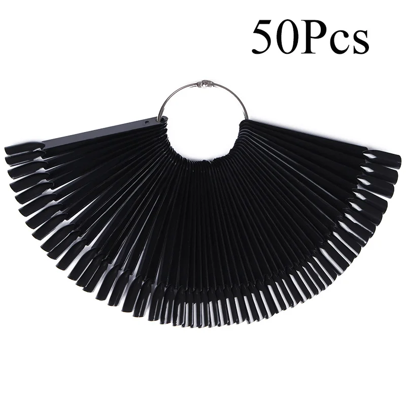 Black-50Pcs Накладные ногти пластиковые веерообразные накладные ногти акриловые натуральные прозрачные черные накладные ногти для ногтей - Цвет: Black-50Pcs