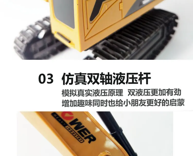 RC Truck Toys 5CH Excavator Alloy 2.4G Backhoes Bulldozer Remote Control Digger Engineering Vehicle Model Electronic Kids Toys