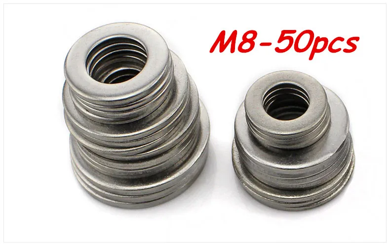 

Free shipping 50pcs M8 304 Stainless Steel Flat Washer Plain Washer Flat gasket