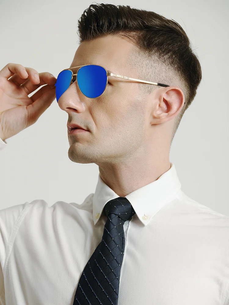 

Blue mirror mirror sunglasses men and women polarized glasses TAC ladies UV400 driving cool glasses anti-blue sunglasses with bo