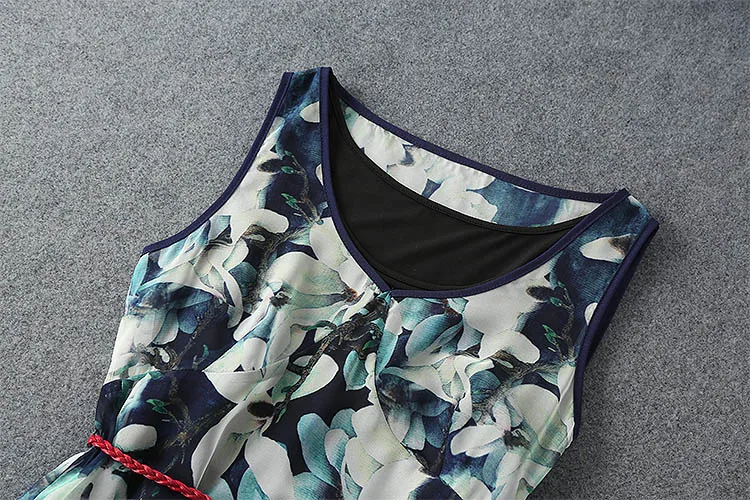 Evening print dress 2016 summer American and European runway high quality sleeveless long ball gown full female | Женская одежда