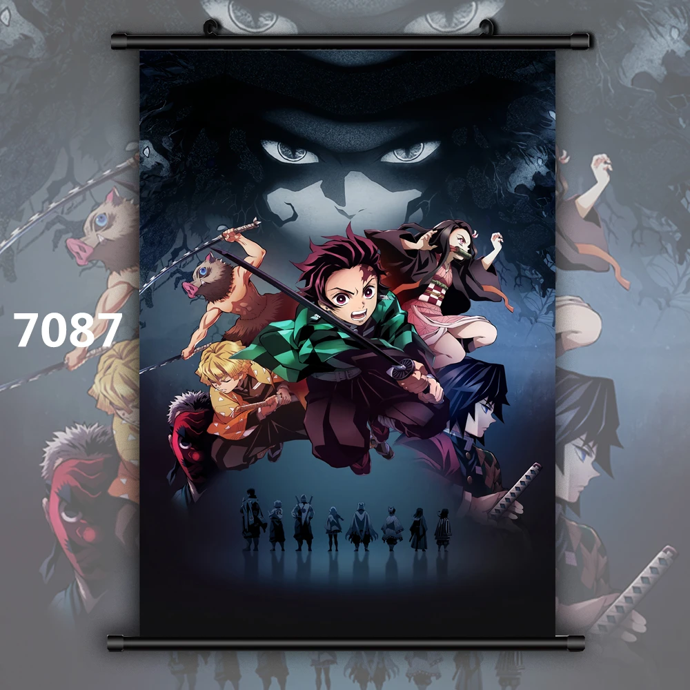 7087 Убийца демона: Kimetsu no Yaiba Tanjirou Nezuko Аниме Манга настенный плакат свиток - Цвет: 7087