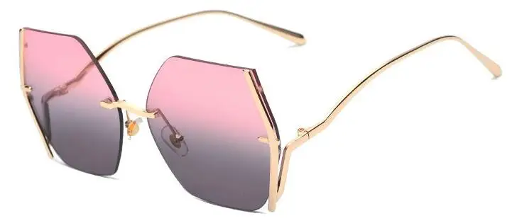 C9 pink gray Известный бренд, модные безрамные негабаритные солнцезащитные очки, дизайнерские женские металлические большие тени, коричневые градиентные солнцезащитные очки UV400O culos - Цвет линз: C9 pink gray
