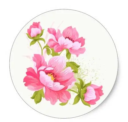 

1.5inch Floral Watercolor Pink Peonies Flower Stickers