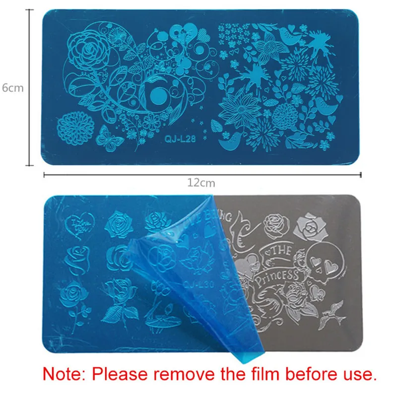 1 шт День Святого Валентина пластины для ногтей Нержавеющая сталь сердце цветок