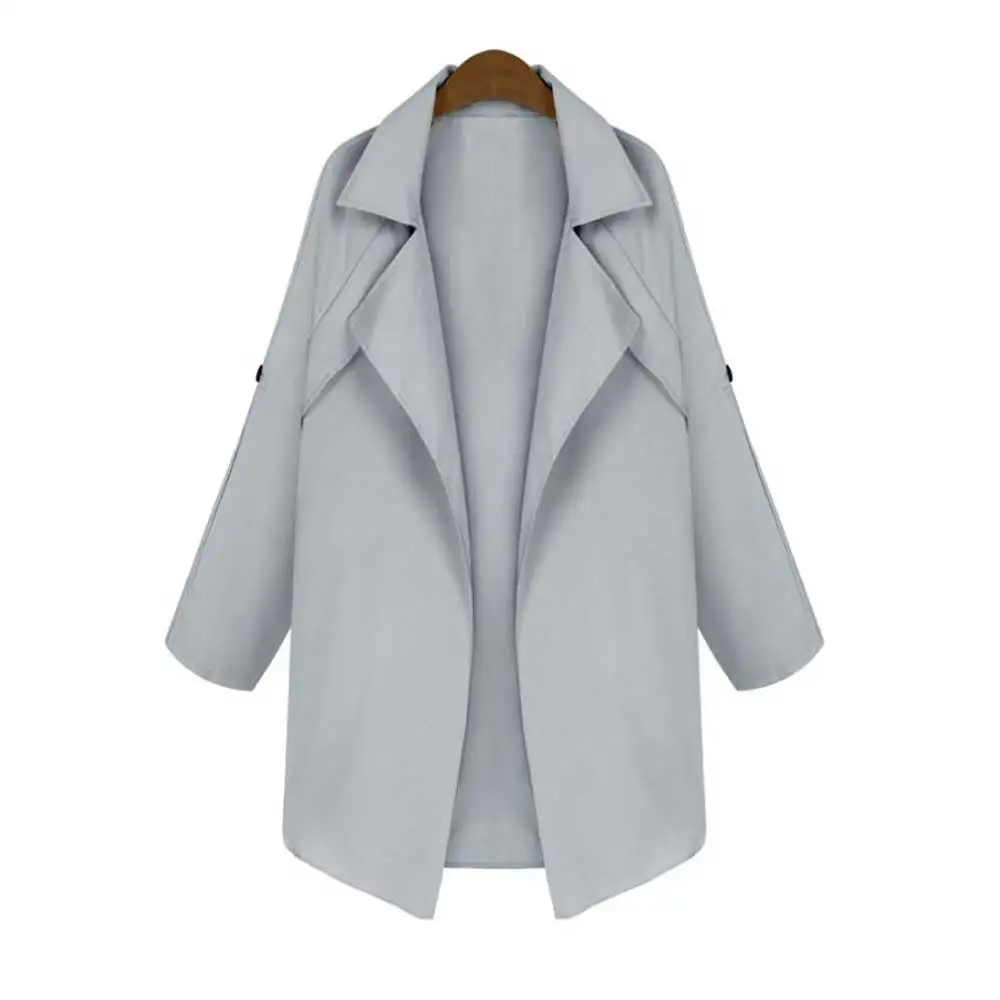 Женский Тренч со шнуровкой ветровка большого размера с отложным воротником и