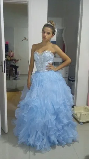 Real photo Quinceanera Платье 2017 Горячая Светло-Розовый Бальное платье Милая Съемный