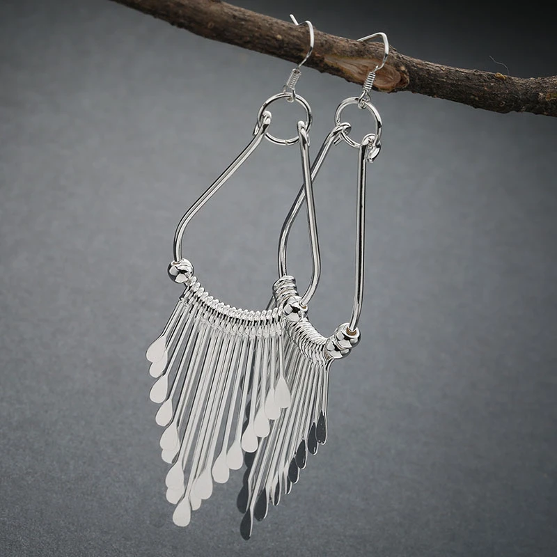 

Circle Multi-layer Long Tassel Drop Earrings Fashion Alloy Color Indian Traditional Jhumki Z3E302