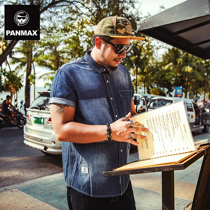 Моды для мужчин shirt2017summer хип-хоп мужчины джинсовые рубашки с коротким рукавом