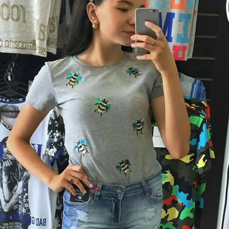 Женский Повседневный пуловер с круглым вырезом Весенняя рубашка блестками и 3D