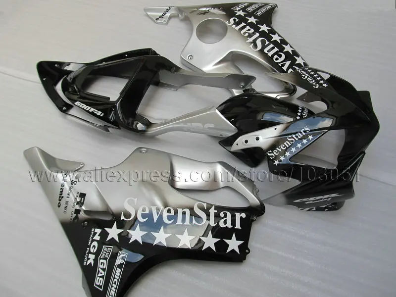 

7gifts ABS motorcycle fairings kit for Honda 2001 2002 2003 CBR 600 F4i 01 02 03 cbr 600 f4i black silver sevenstars fairing kit
