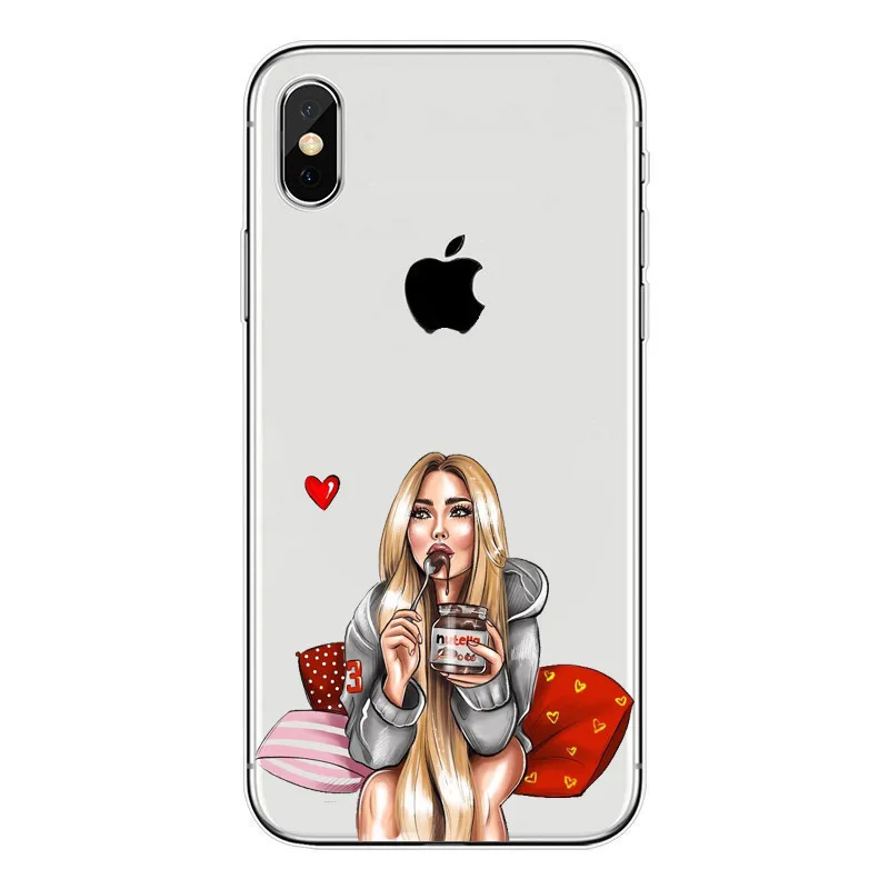 Модный мягкий чехол из ТПУ для iPhone X 10 XS MAX XR 8 7 6 6s Plus, силиконовый прозрачный женский чехол