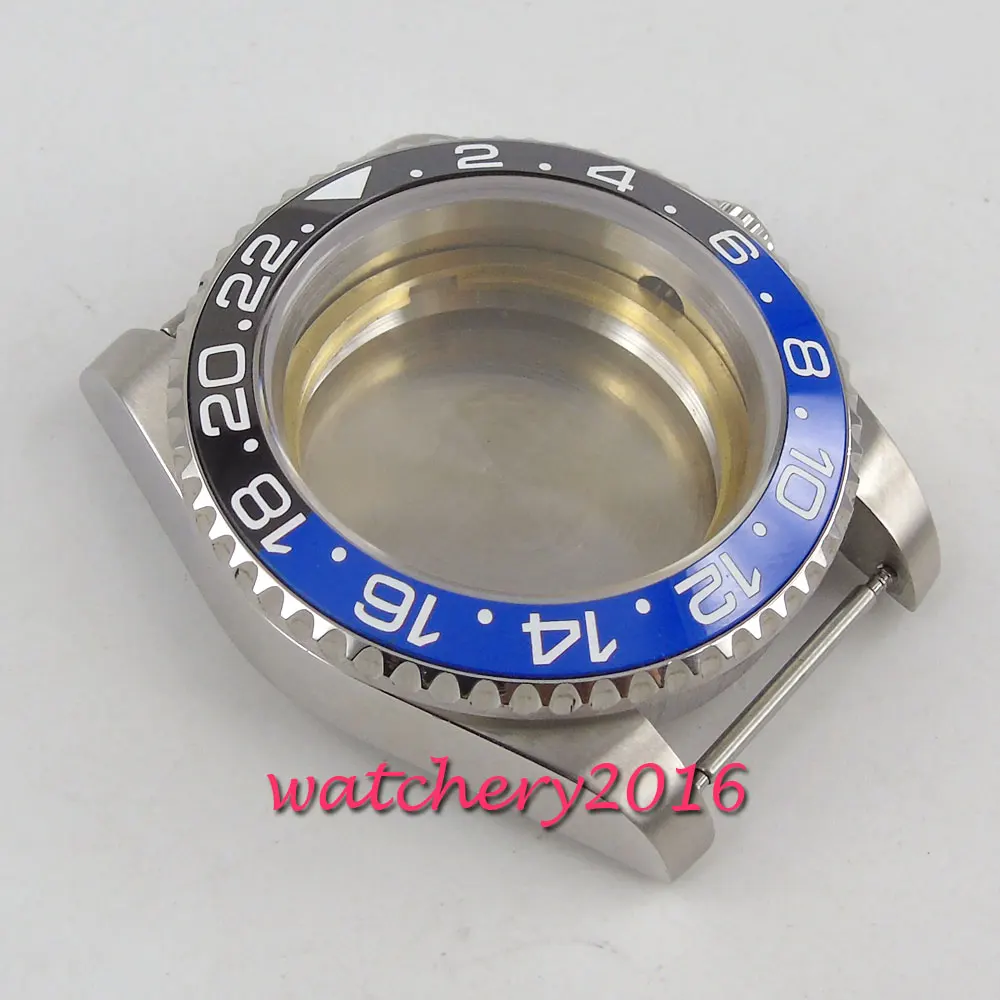 40 мм сапфировое стекло черный и синий керамический ободок Дата часы Чехол