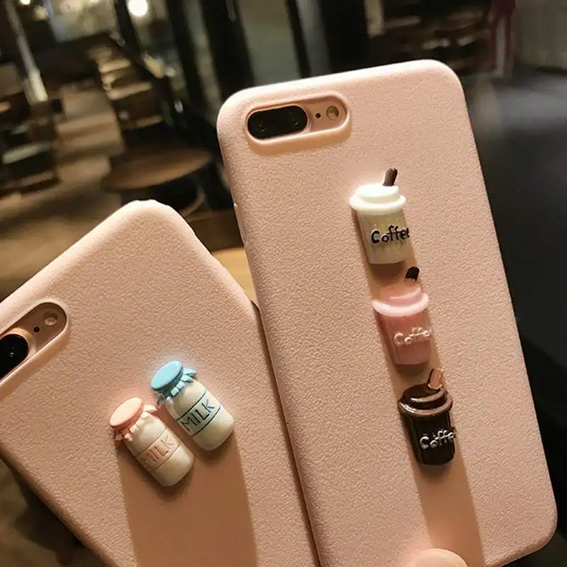 Сплошной цвет силиконовый чехол для IPhone X 6plus 6s 8 Plus 5 5S SE 7plus 3D бутылка молока