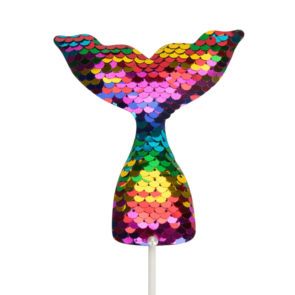 Sequin Fish Tail Cake Topper Wedding Decorations Shiny Picks Cupcake Toppers Party Supplies For Baby Shower Birthday | Дом и сад