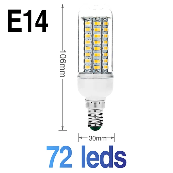 E14 72eds Светодиодный лампы E27 E14 30 36 56 72 89 светодиодный s светодиодный кукурузный светильник 220V SMD5730 лампада энергосберегающий Светодиодный точечный светильник для Гостиная люстра - Испускаемый цвет: E14 72eds