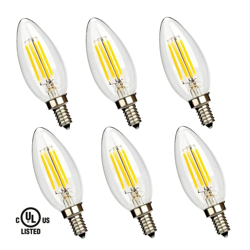 Leadleds 40 Вт эквивалент светодиодные лампочки канделябры C35 (B11) 120В дневного света