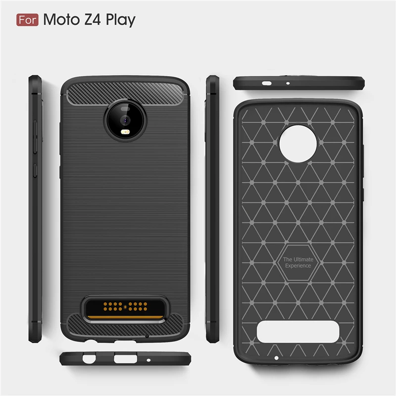 Чехол для Motorola Moto Z4 Play твердый резиновый бампер чехол из углеродного волокна