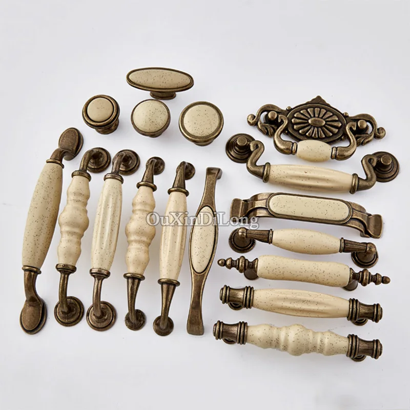 Винтажные керамические ручки для кухонной мебели 10 шт. кухонных дверей в