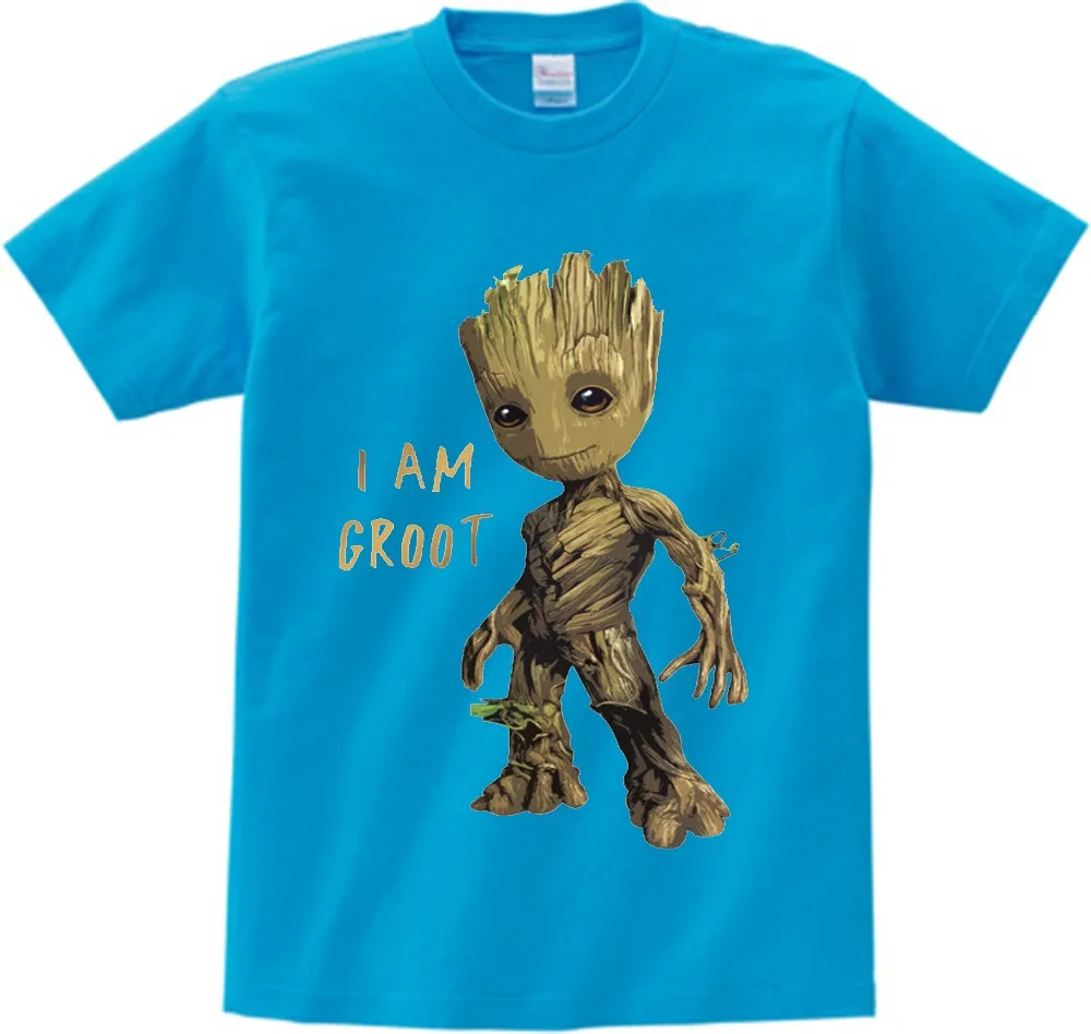 Детская футболка с надписью «Baby I Am Groot» для детей, летние футболки с короткими рукавами, топы, одежда Детские Забавные футболки костюм для От 3 до 9 лет Топ для мальчиков и девочек