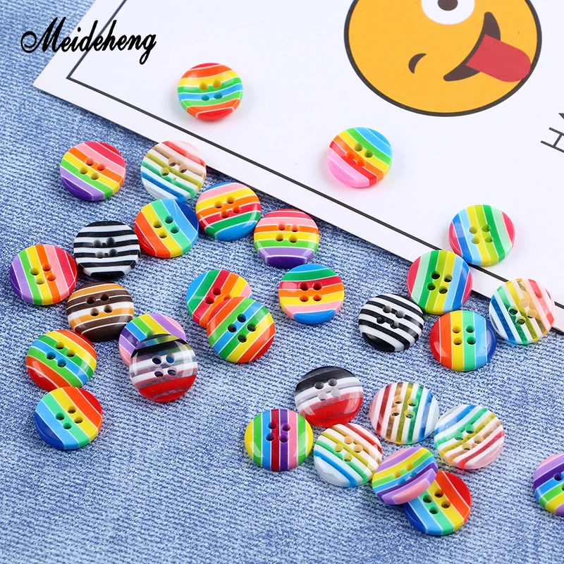 

Meideheng Resin Button Rainbow Stripe Beads Fastener Costume Jewelry Making Accessories For Needlework Slime Crystal Mud Gifts