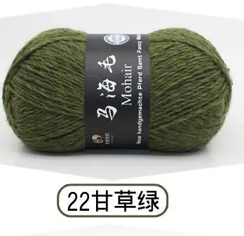 22 gan cao lv 1 шт. = 100 г 3 слойная Роскошная пряжа из мягкой верблюжьей шерсти Пряжа Вязание крючком вязаный свитер шарф - Цвет: 22 gan cao lv