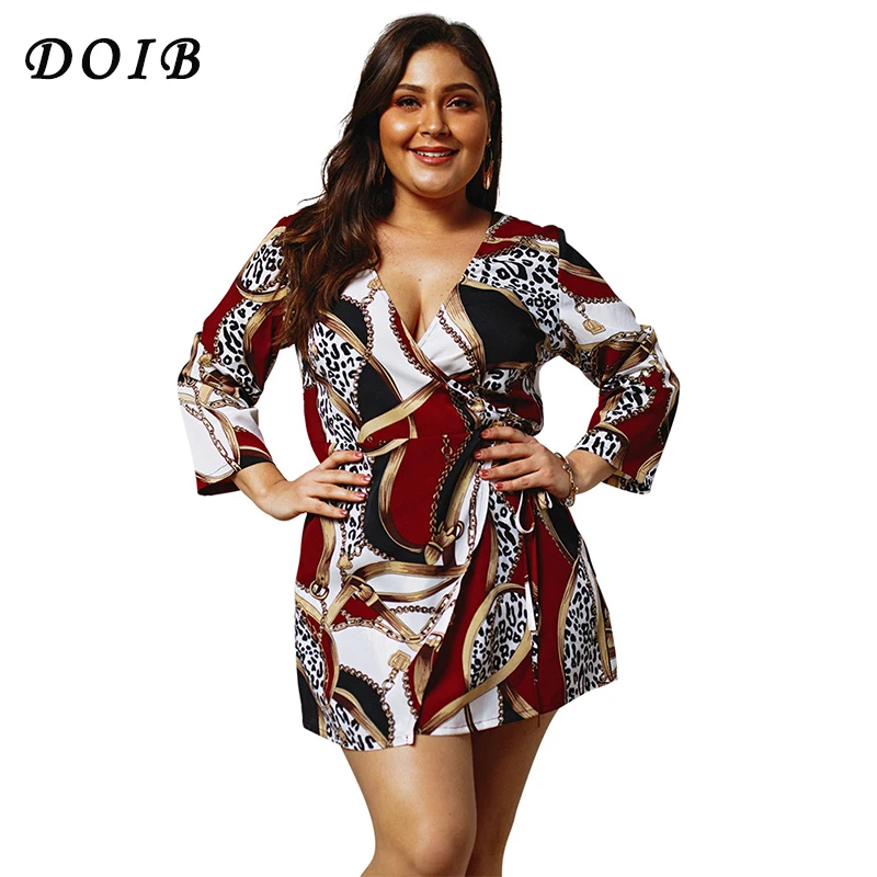 

DOIB Plus Size Dresses Wrist Deep V Neck Cross Split Bodycon Women Summer Dress XL XXL XXXL XXXX