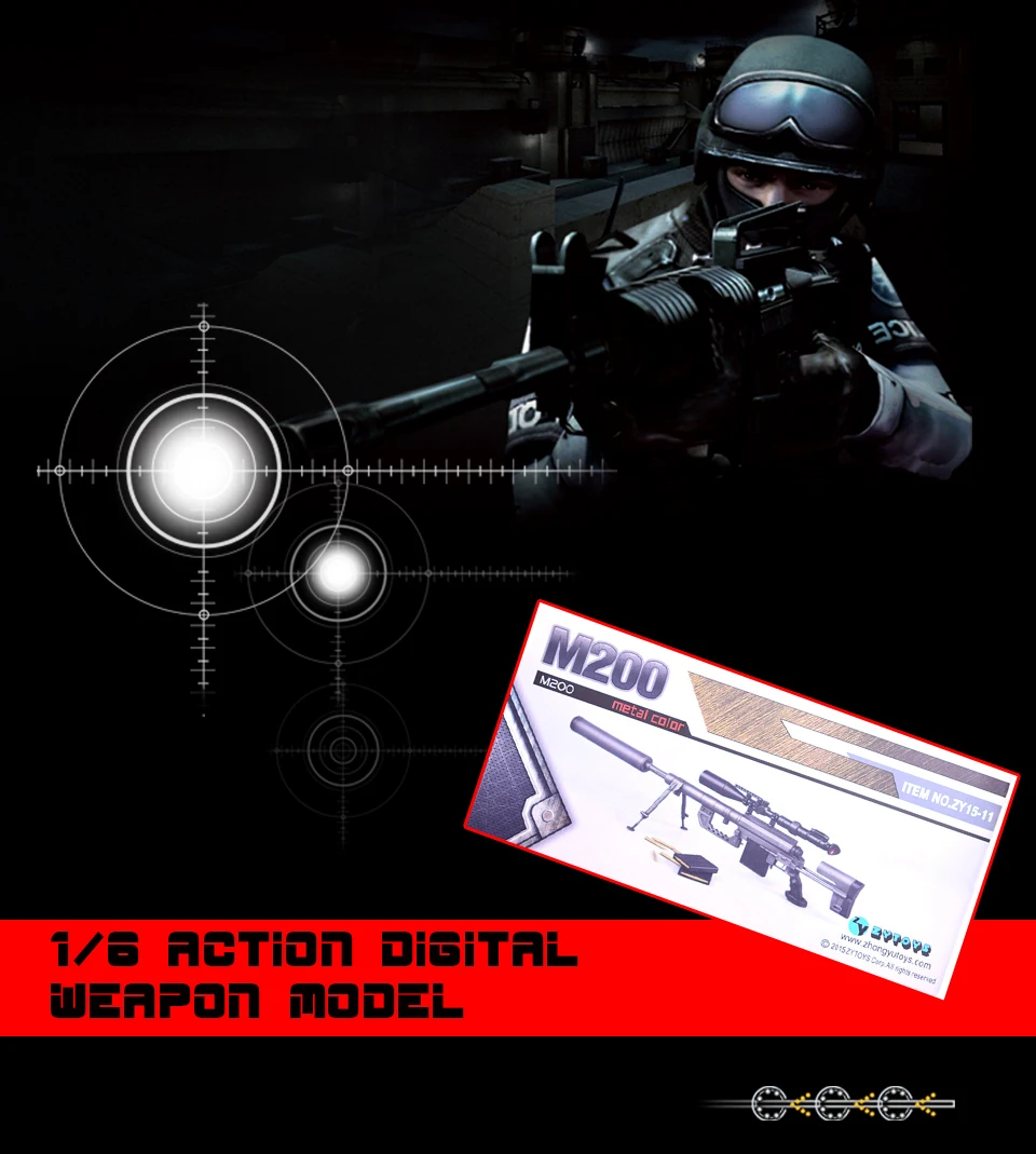 ZYTOYS 1/6 M200 снайперская винтовка, пистолет, модель 1:6, оружие, оружие, пластиковая модель, черный/армейский зеленый/Cam cheytac m200, винтовка m200