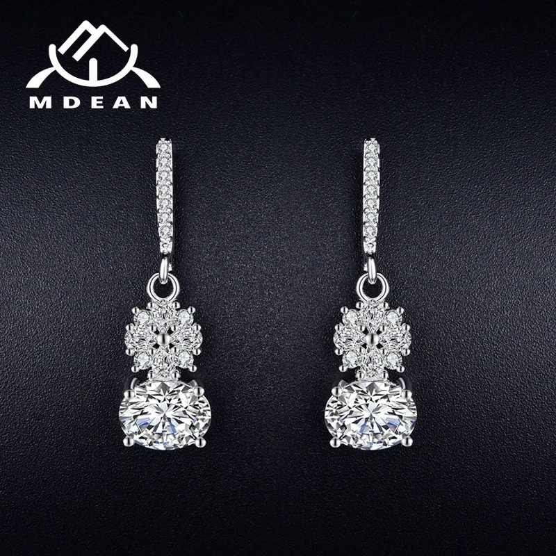 Женские серьги-подвески MDEAN белые и золотые серьги с фианитом класса ААА